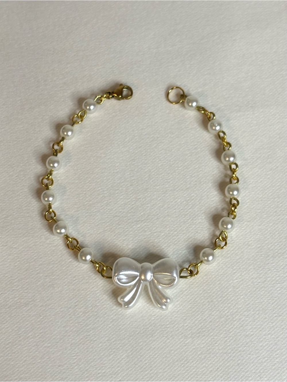 Handmade Gold Pearl Beaded Bracelet